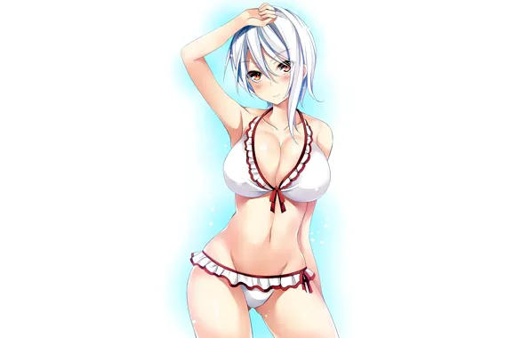Girl, sexy, cleavage, boobs, anime, beautiful, short hair, pretty
