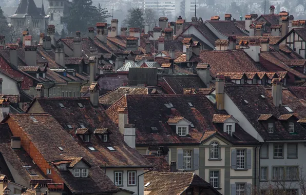 City, Switzerland, houses, antique, Old Town, roofs, Town, Bern