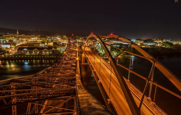 Ночь, мост, город