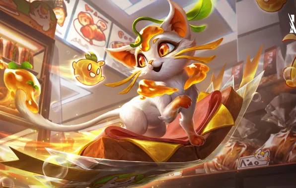 Картинка League of Legends, Skin, LoL, Video Game, Yuumi, Splash Art, Food Spirit