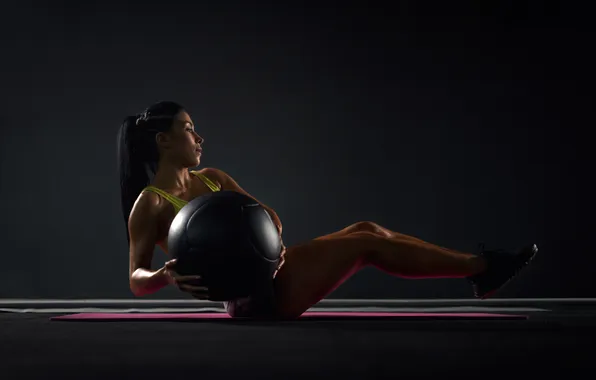 Woman, ball, darkness, press
