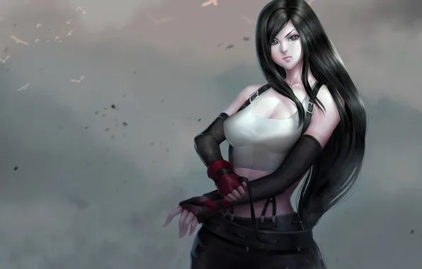 Фон, волосы, арт, Final Fantasy, Tifa, Lokhart, Локхарт, Тифа