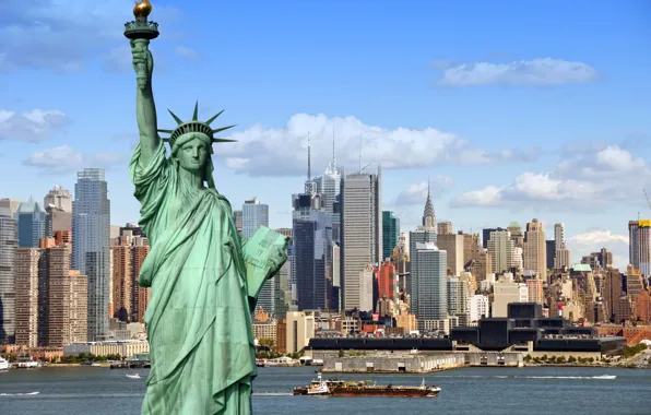 Картинка New York City, Statue of Liberty, metropolis