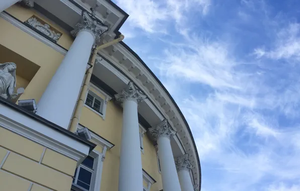 Небо, Облака, Дом, Санкт-Петербург, Колонны, Архитектура, Петербург