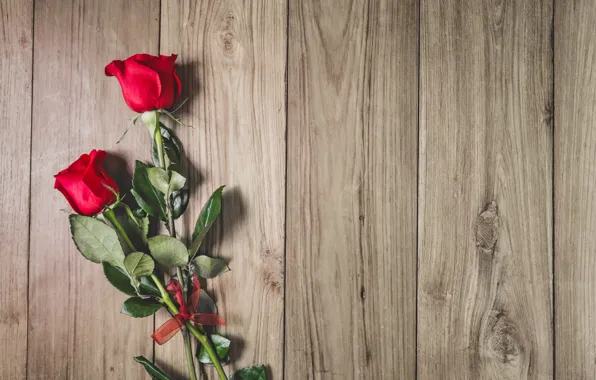 Картинка red, wood, romantic, roses, красные розы
