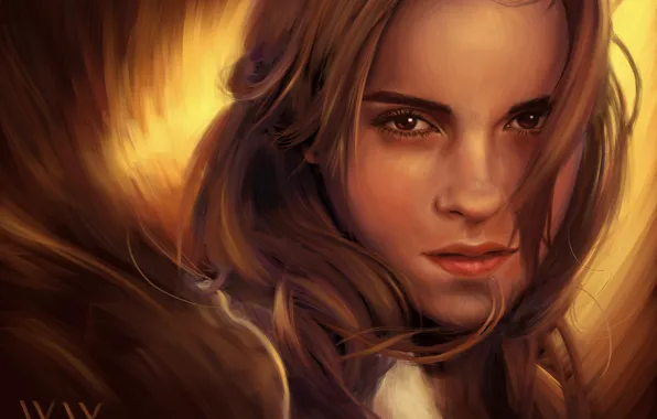 Картинка девушка, лицо, арт, Эмма Уотсон, Emma Watson