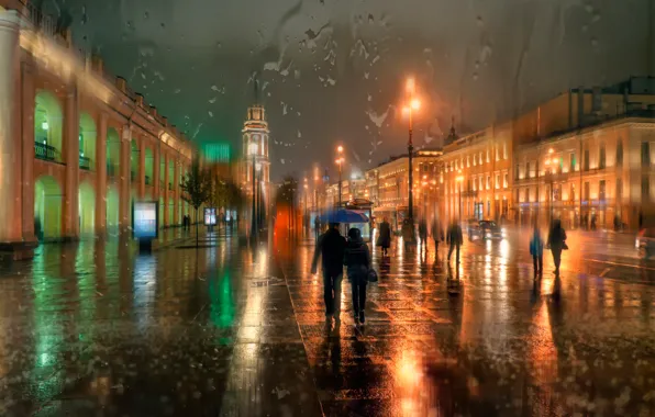 Картинка осень, дождь, Санкт-Петербург, Невский проспект, Ноябрь