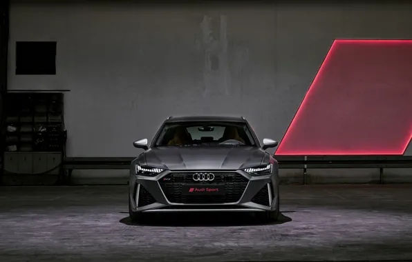 Картинка Audi, вид спереди, универсал, RS 6, 2020, 2019, тёмно-серый, V8 Twin-Turbo