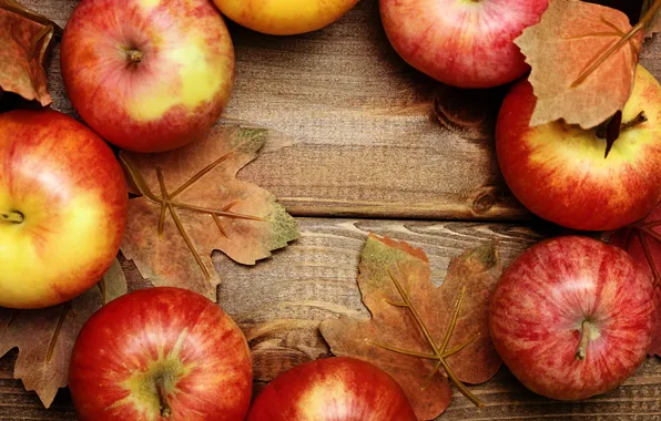 Картинка яблоки, фрукты, листики, leaves, fruits, apples