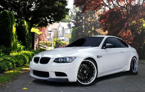 Белая, спорткар, BMW M3, бмв м3