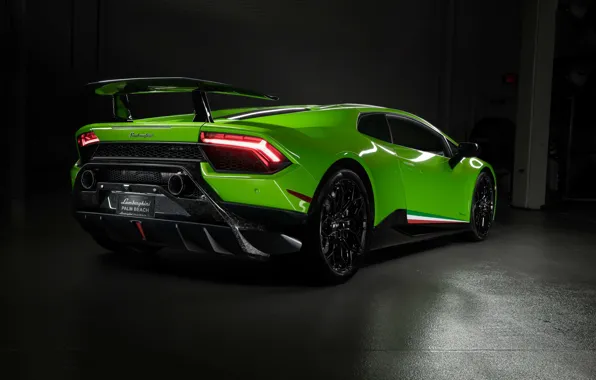 Фары, Lamborghini, суперкар, вид сзади, Performante, Huracan