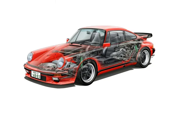911, Porsche, turbo, cutaway, 3.3 coupe