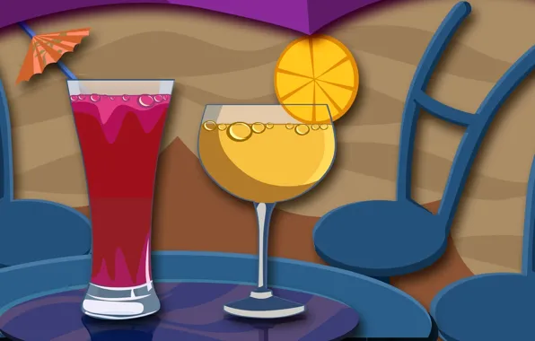 Картинка стакан, стол, бокал, бар, стул, коктейль, напиток