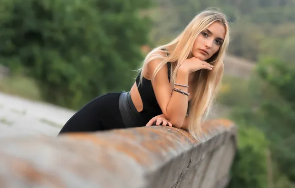Взгляд, блондинка, боке, Caroline