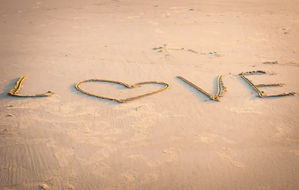 Картинка песок, пляж, лето, любовь, сердце, summer, love, beach