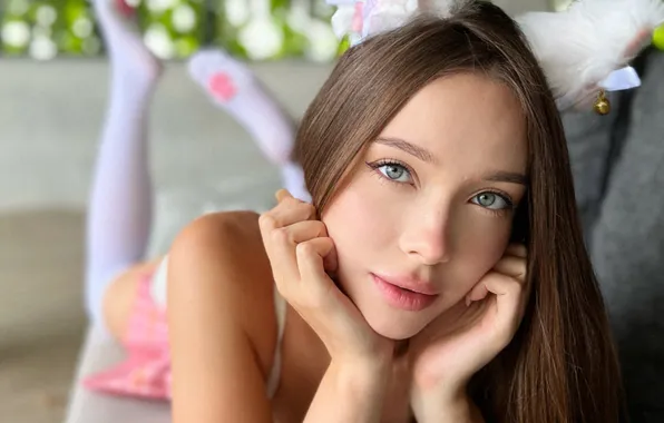 Взгляд, eyes, pretty, lips, brunette, Kate Kuray