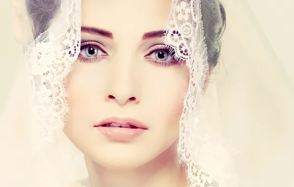 Veil, wedding dress, pretty woman