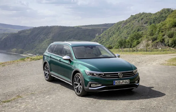 Горы, Volkswagen, универсал, Passat, тёмно-зелёный, Alltrack, 2019