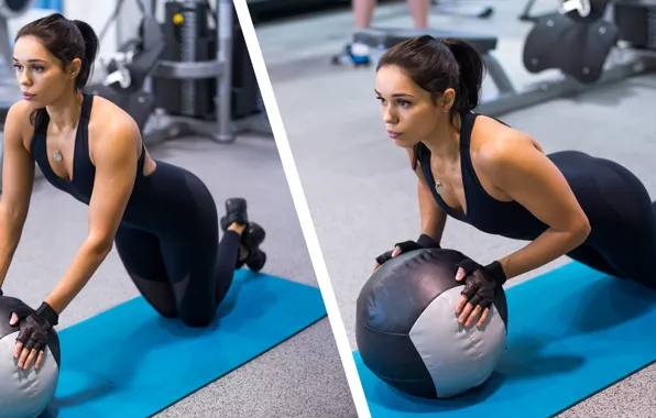 Картинка brunette, ball, workout, fitness, gy
