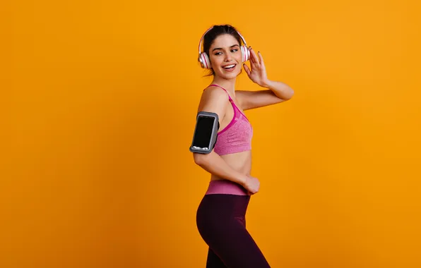 Woman, enjoying, graceful, pilates