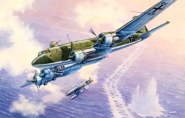 Картинка Бомбардировщик, Focke-Wulf, Люфтваффе, Condor, Дальний разведчик, Fw-200C-6