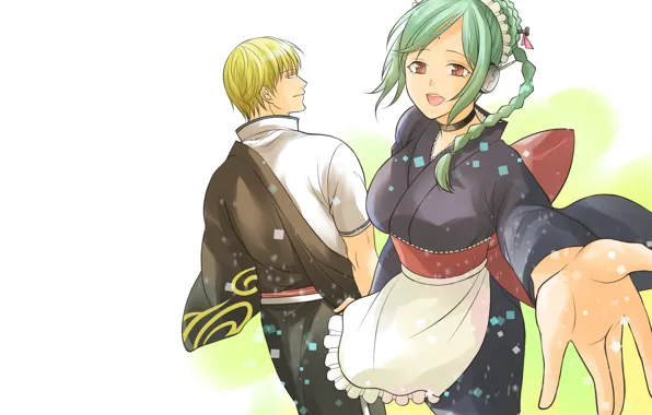 Девушка, аниме, парень, двое, Gintama, Tama, Sakata Kintoki