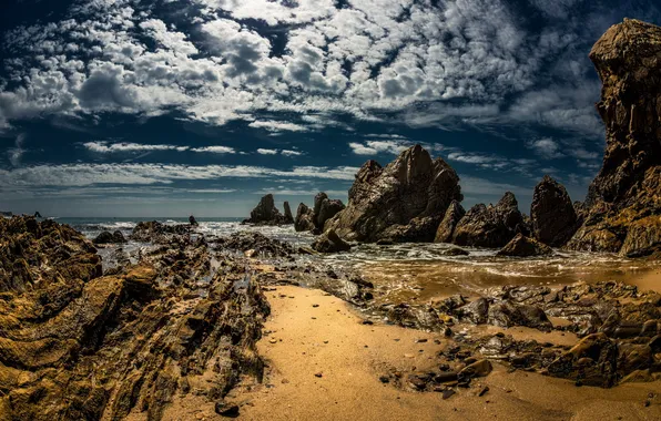 Море, пейзаж, закат, скалы