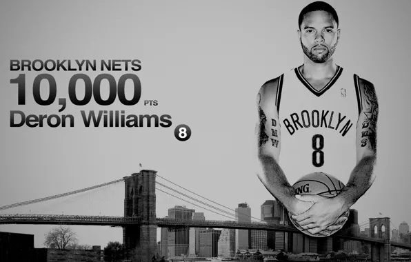 Картинка Мост, Город, Бруклин, Баскетбол, Brooklyn, NBA, Nets, Игрок