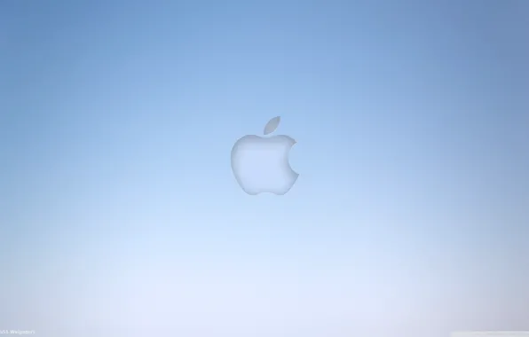 Картинка серый, фон, голубой, apple, яблоко, минимализм, компьютеры