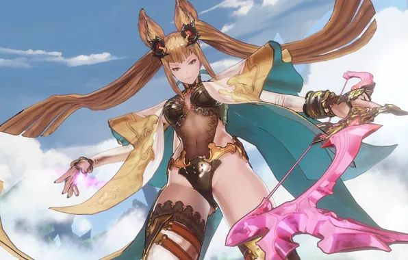 Girl, fantasy, sexy, game, sky, boobs, breast, anime