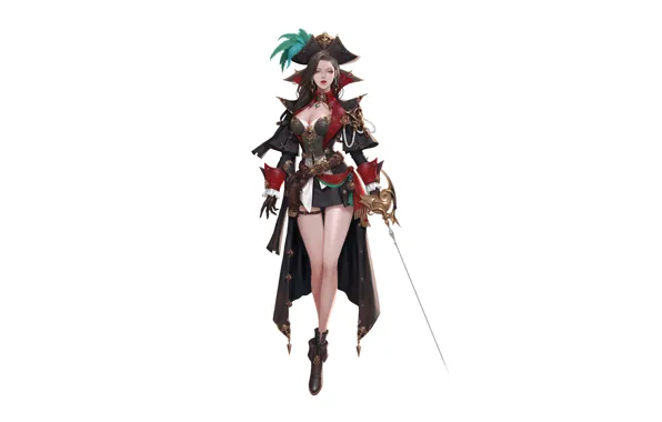 Girl, Art, Background, Minimalism, Sword, Pirate, Byeol kim, Coco kim