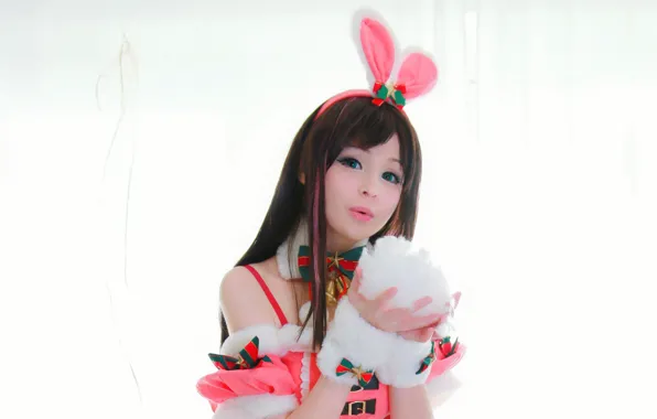 Girl, blouse, long hair, beautiful, pretty, cosplay, brunette, attractive
