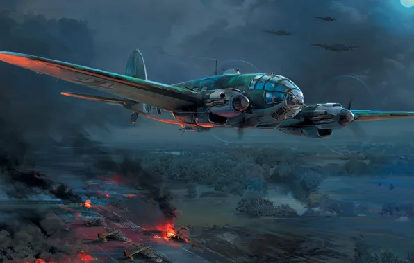 Картинка люфтваффе, Heinkel, немецкий средний бомбардировщик, He 111 H-20