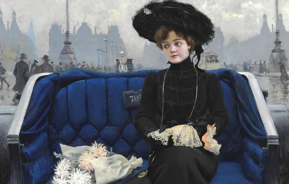 Картинка датский живописец, Copenhagen, Копенгаген, 1902, Danish painter, Поль Густав Фишер, Elegant young woman in a …