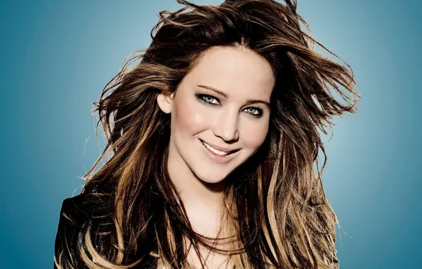 Картинка девушка, лицо, улыбка, волосы, актриса, шатенка, Jennifer Lawrence, Дженнифер Лоуренс