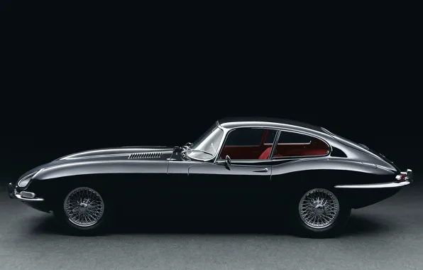 Картинка ретро, Jaguar, вид сбоку, E-type, 1961