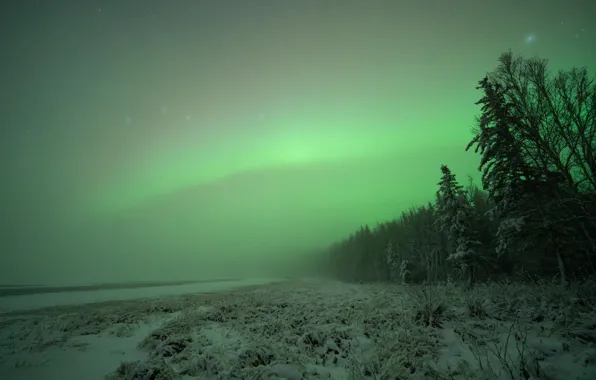Aurora, alaska, fog, usa, quartz lake