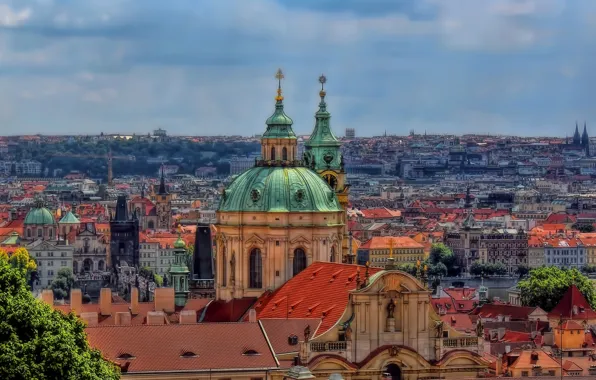Здания, Прага, Чехия, церковь, панорама, храм, Prague, Mala Strana
