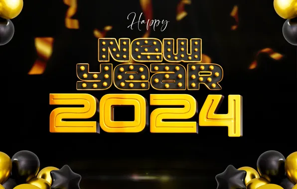 Цифры, Новый год, дата, композиция, 2024, Новый 2024 год