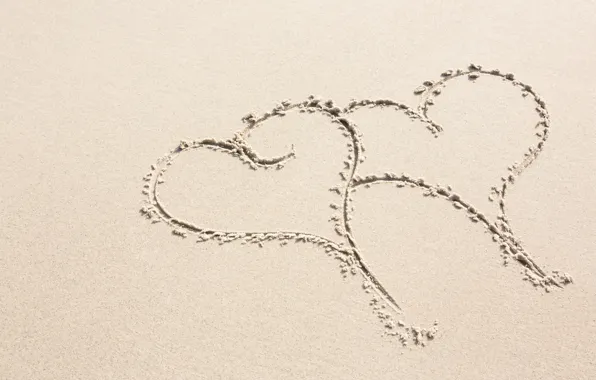 Песок, пляж, праздник, сердечки, день влюбленных