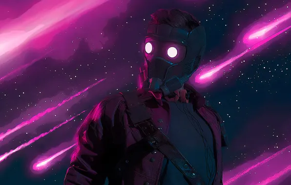 Stars, artwork, Star-Lord, shooting stars, comics, Guardians of the Galaxy, digital art, purple