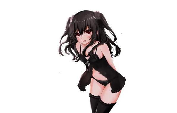 Girl, sexy, lingerie, cleavage, panties, thighhighs, long hair, boobs