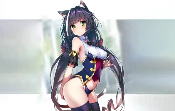 Girl, sexy, lingerie, panties, thighhighs, long hair, anime, beautiful