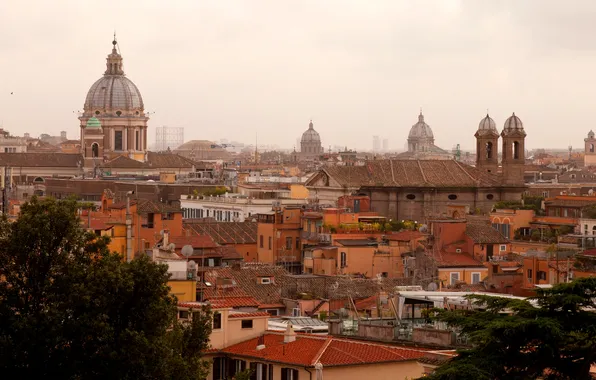 Картинка город, фото, дома, Италия, сверху, Rome