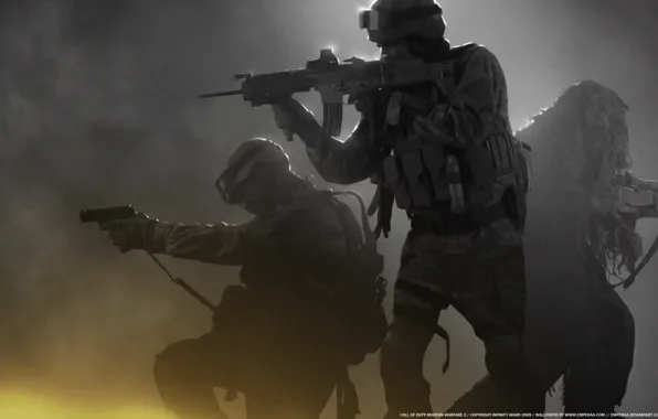 Оружие, солдаты, снайпер, Modern Warfare 2, call of duty, спецназ