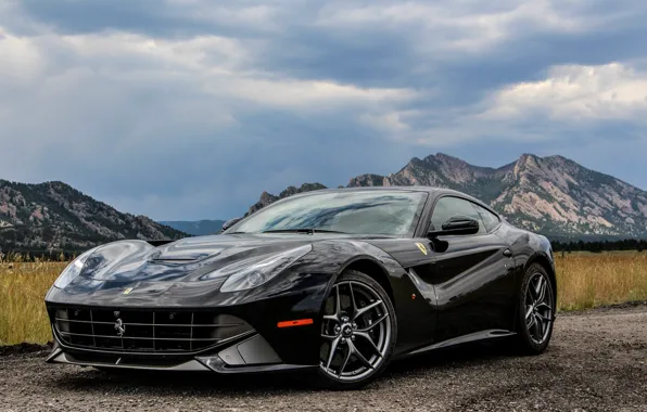 Картинка ferrari, black, berlinetta, f12