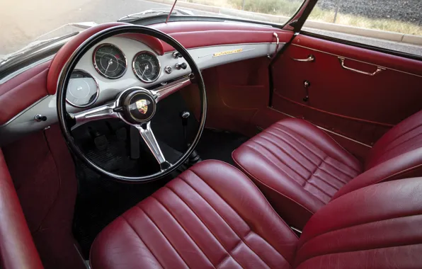 Картинка Porsche, 1960, 356, car interior, Porsche 356B 1600 Super Roadster