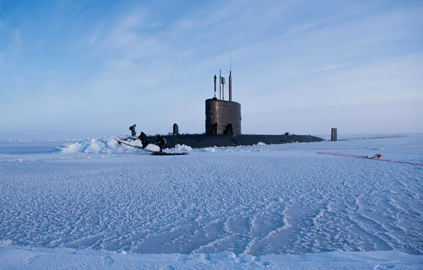 Всплытие, льды, субмарина, hms trenchant