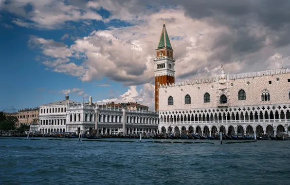Картинка здания, башня, дома, Италия, Венеция, набережная, Italy, Venice