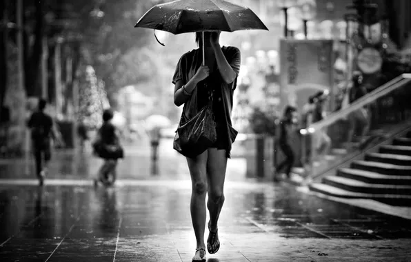 Картинка дождь, Девушка, зонт